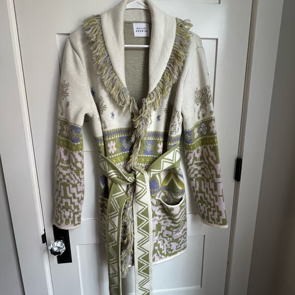Hayley Menzies Wool Shawl Collar Cardigan with Belt M Tigers